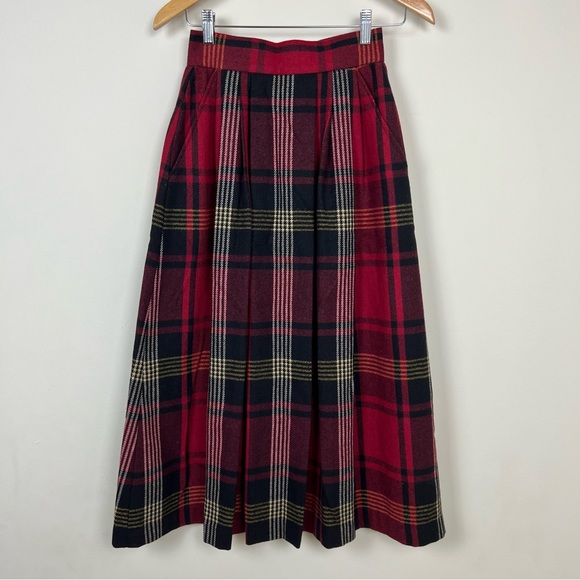 SAMANTHA SCOTT Vintage Plaid Pleated Midi Skirt - Picture 2 of 8
